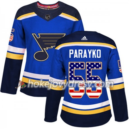 Dámské Hokejový Dres St. Louis Blues Colton Parayko 55 2017-2018 USA Flag Fashion Modrá Adidas Authentic